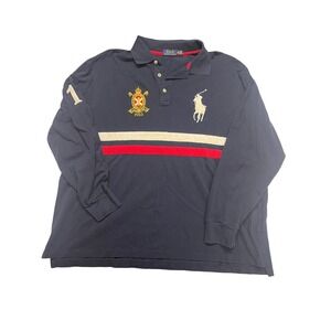 Polo Ralph Lauren Mens Long Sleeve Rugby Shirt Navy Big Pony Crest Size 2XB